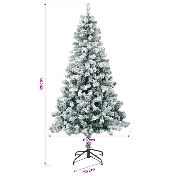 Tekojoulukuusi 120 cm PVC ja teräs Vihreä ja valkoinen