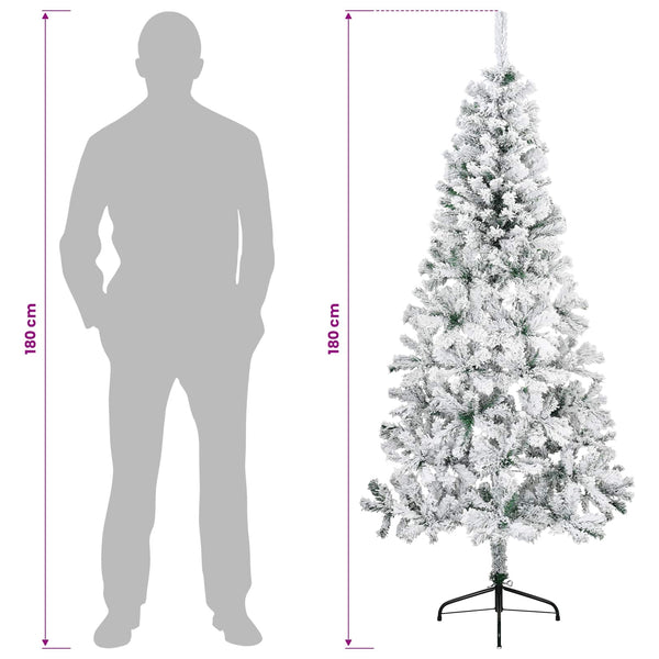 Tekojoulukuusi 180 cm PVC ja teräs Vihreä ja valkoinen