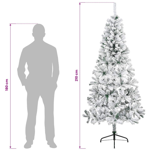 Tekojoulukuusi 210 cm PVC ja teräs Vihreä ja valkoinen