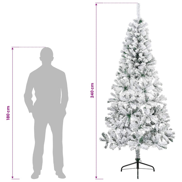 Tekojoulukuusi 240 cm PVC ja teräs Vihreä ja valkoinen