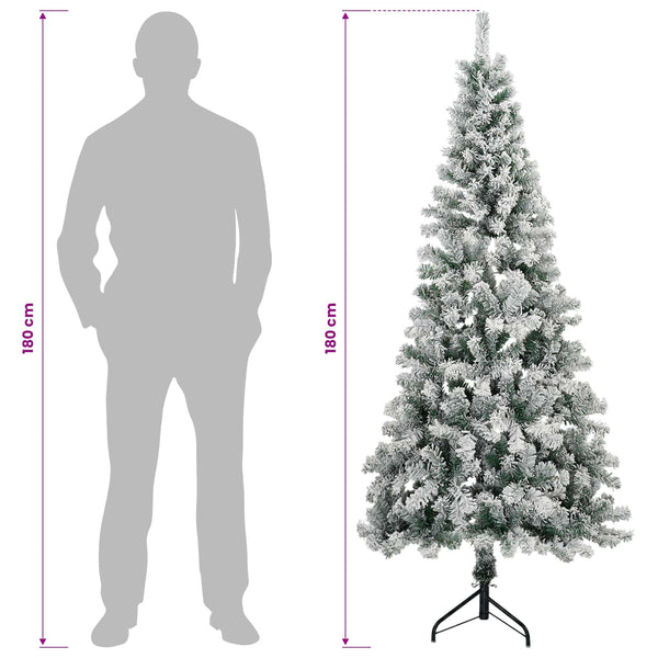 Tekojoulukuusi 180 cm PVC ja teräs Vihreä ja valkoinen