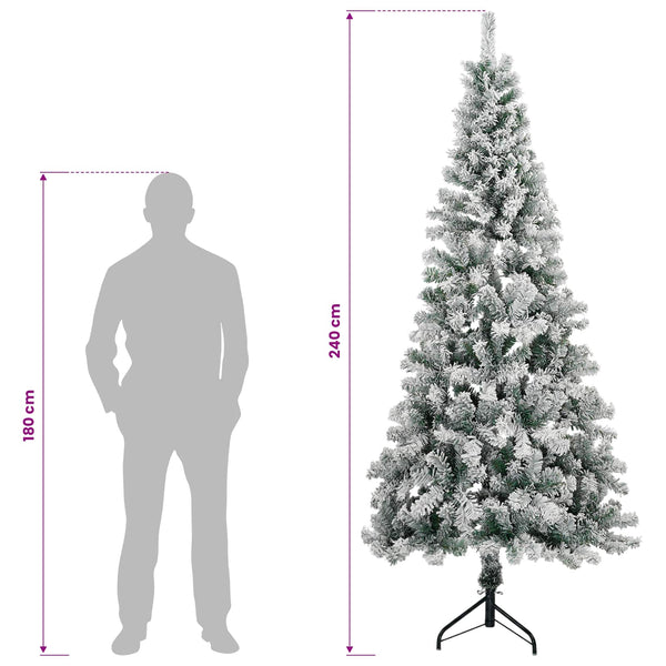 Tekojoulukuusi 240 cm PVC ja teräs Vihreä ja valkoinen