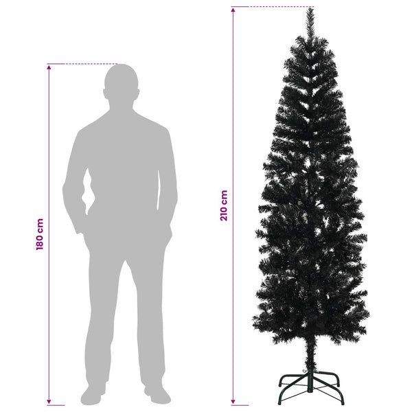 Tekopaksu joulupuu 210 cm PVC ja teräs Musta
