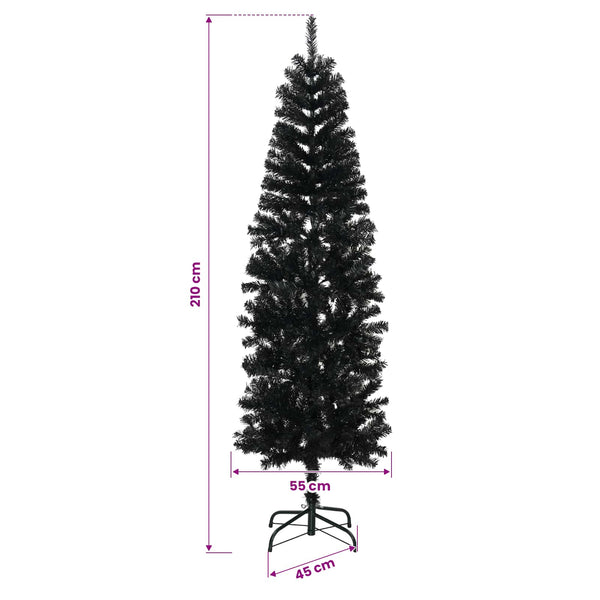 Tekopaksu joulupuu 210 cm PVC ja teräs Musta