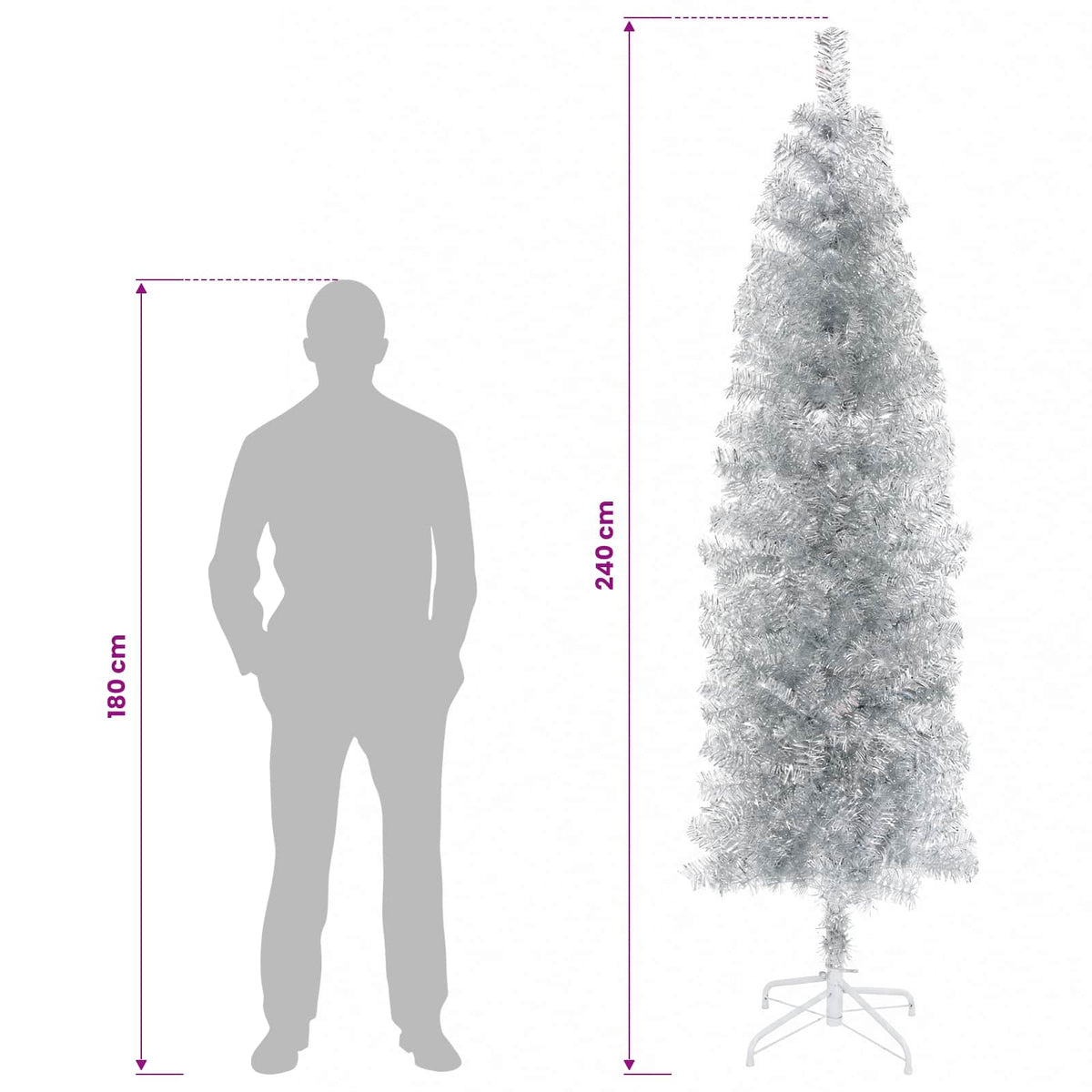 Tekopaksu joulupuu 240 cm PVC ja teräs Hopea
