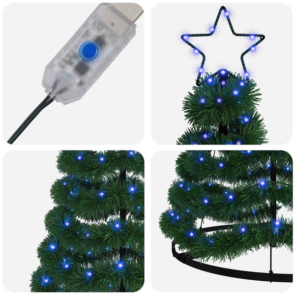 LED-koristekuusi jalustalla EKENAS 180 cm 220 LEDiä Sininen
