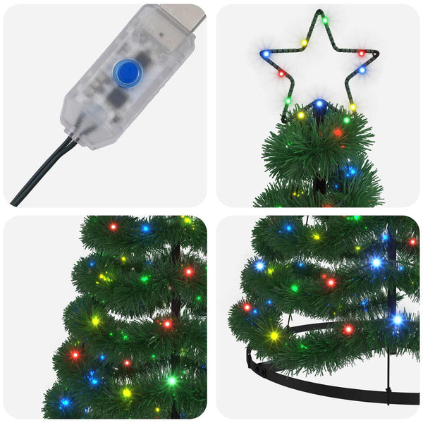LED-koristekuusi jalustalla EKENAS 180 cm 220 LEDiä Monivärinen