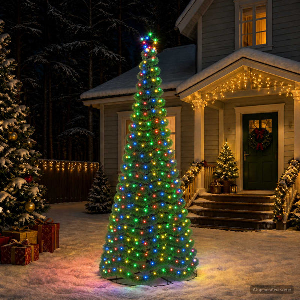LED-koristekuusi jalustalla EKENAS 250 cm 370 LEDiä Monivärinen