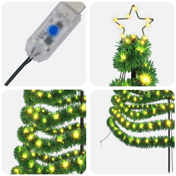 Kimalteleva LED-joulukuusi maapiikillä EKENAS 180 cm 220 LEDiä