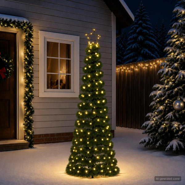 Kimalteleva LED-joulukuusi maapiikillä EKENAS 180 cm 220 LEDiä
