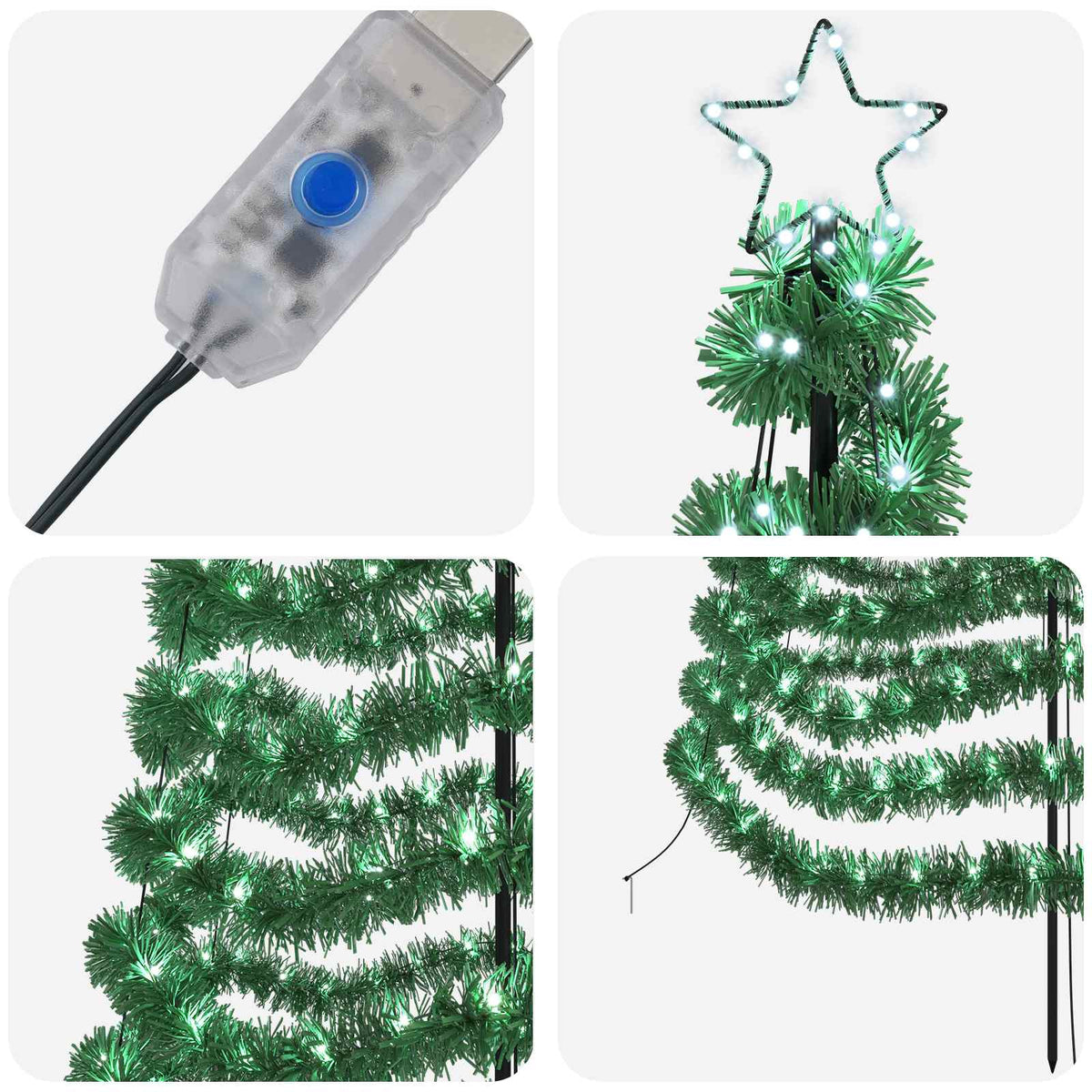 Kimalteleva LED-joulukuusi maapiikillä EKENAS 180 cm 220 LEDiä
