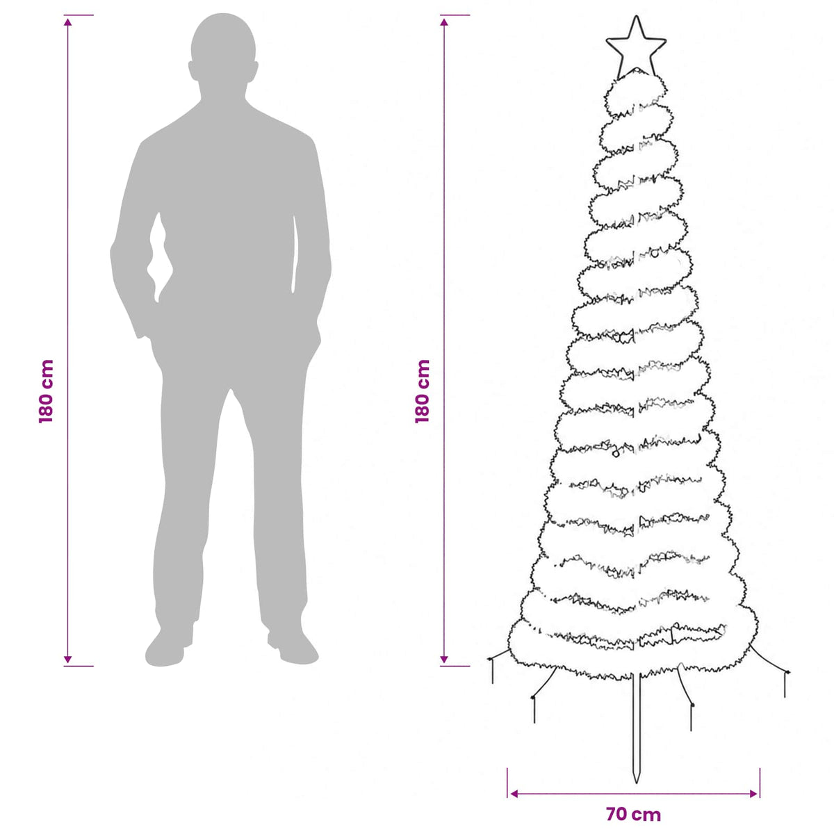 Kimalteleva LED-joulukuusi maapiikillä EKENAS 180 cm 220 LEDiä
