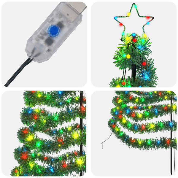Kimalteleva LED-joulukuusi maapiikillä EKENAS 180 cm 220 LEDiä