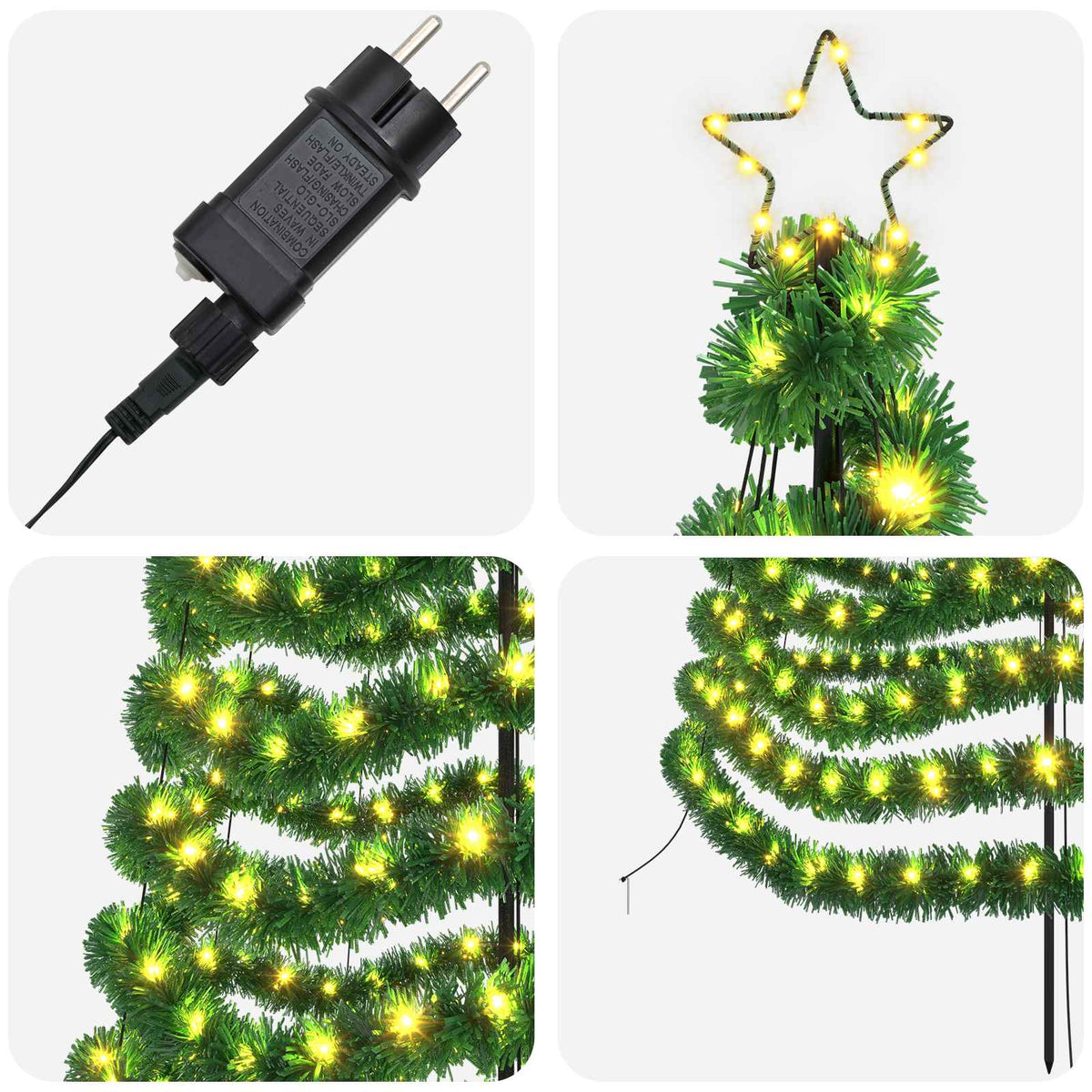 Kimalteleva LED-joulukuusi maapiikillä EKENAS 250 cm 370 LEDiä