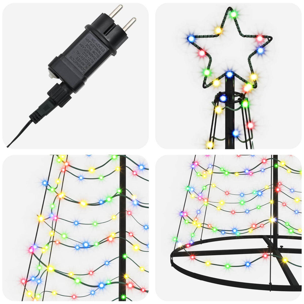 LED-spiraalijoulukuusi jalustalla EKENAS 250 cm 370 LEDiä