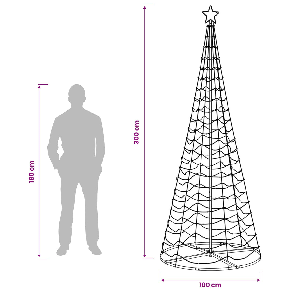LED-spiraalijoulukuusi jalustalla EKENAS 250 cm 370 LEDiä