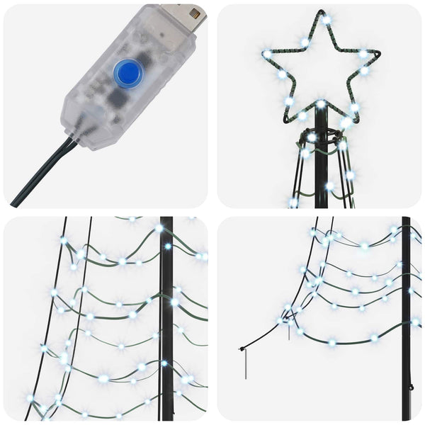 Spiraalinmuotoinen led-joulukuusi maapiikillä EKENAS 180 cm