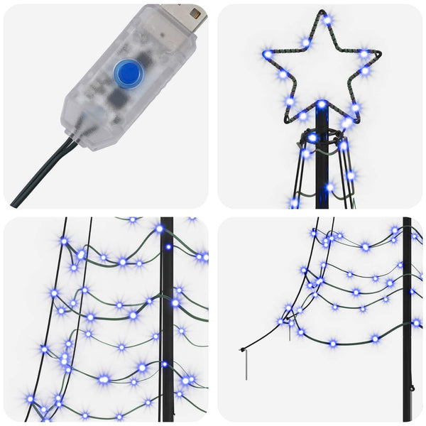 Spiraalinmuotoinen led-joulukuusi maapiikillä EKENAS 180 cm