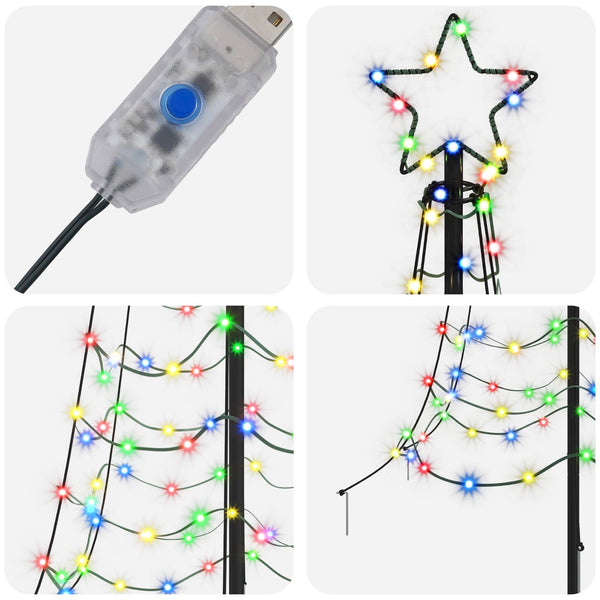 Spiraalinmuotoinen led-joulukuusi maapiikillä EKENAS 180 cm