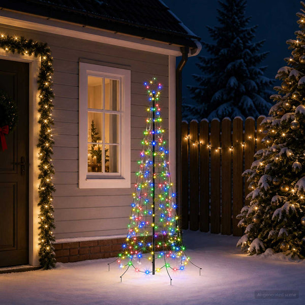 Spiraalinmuotoinen led-joulukuusi maapiikillä EKENAS 180 cm