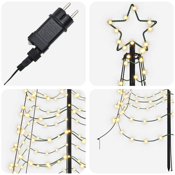 Spiraalinmuotoinen led-joulukuusi maapiikillä EKENAS 250 cm