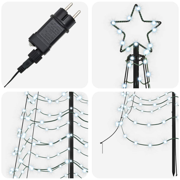 Spiraalinmuotoinen led-joulukuusi maapiikillä EKENAS 250 cm