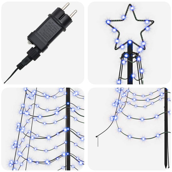 Spiraalinmuotoinen led-joulukuusi maapiikillä EKENAS 250 cm