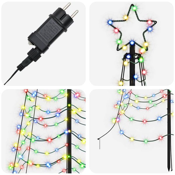 Spiraalinmuotoinen led-joulukuusi maapiikillä EKENAS 250 cm