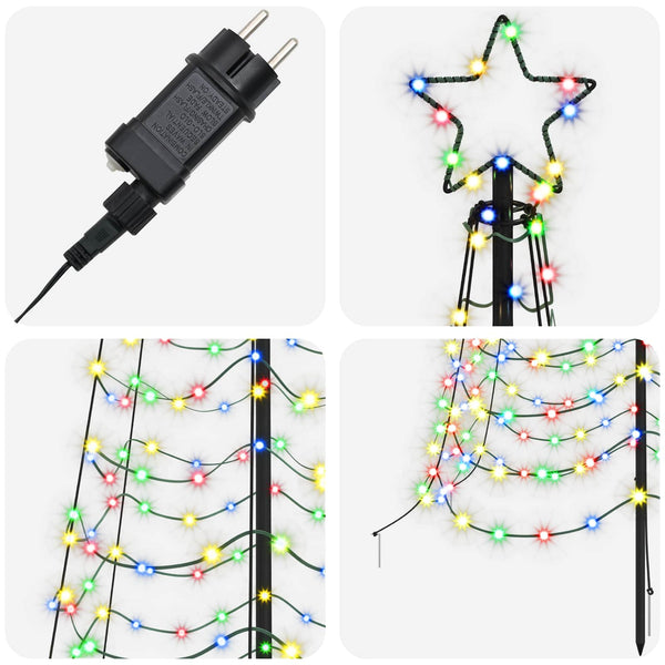 Spiraalinmuotoinen led-joulukuusi maapiikillä EKENAS 300 cm