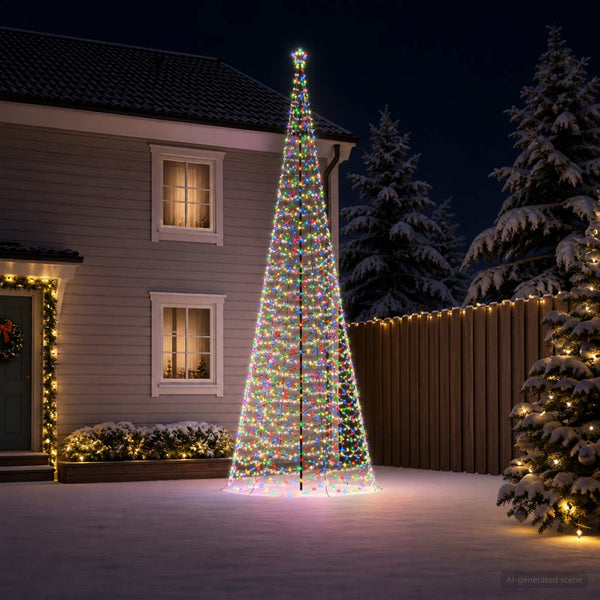 Spiraalinmuotoinen led-joulukuusi maapiikillä EKENAS 400 cm
