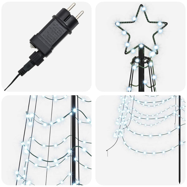 Spiraalinmuotoinen led-joulukuusi maapiikillä EKENAS 500 cm