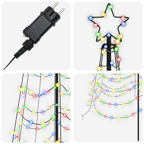 Spiraalinmuotoinen led-joulukuusi maapiikillä EKENAS 500 cm