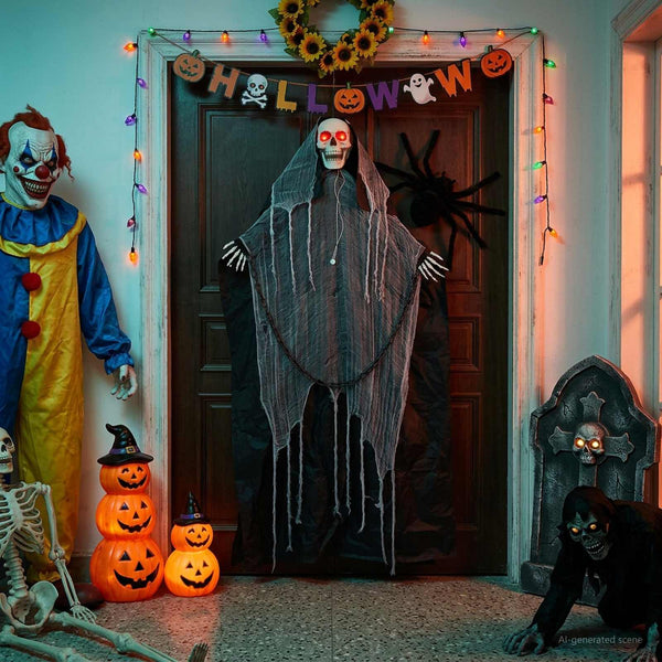 Riippuva Halloween-viikatemies SPOOKA Musta 112 x 164 cm