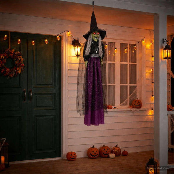 Riippuva Halloween-noita SPOOKA Violetti 30 x 133 cm