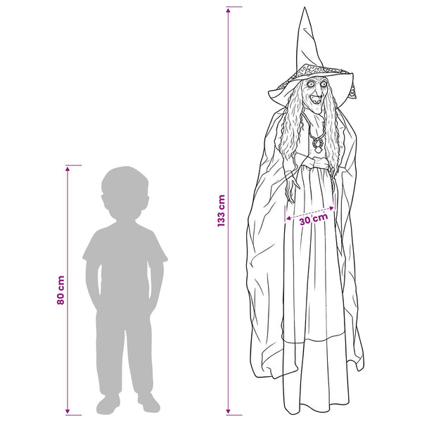 Riippuva Halloween-noita SPOOKA Violetti 30 x 133 cm