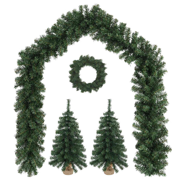 Mini-joulukuusisetti 45 cm Polyvinyylikloridi Vihreä