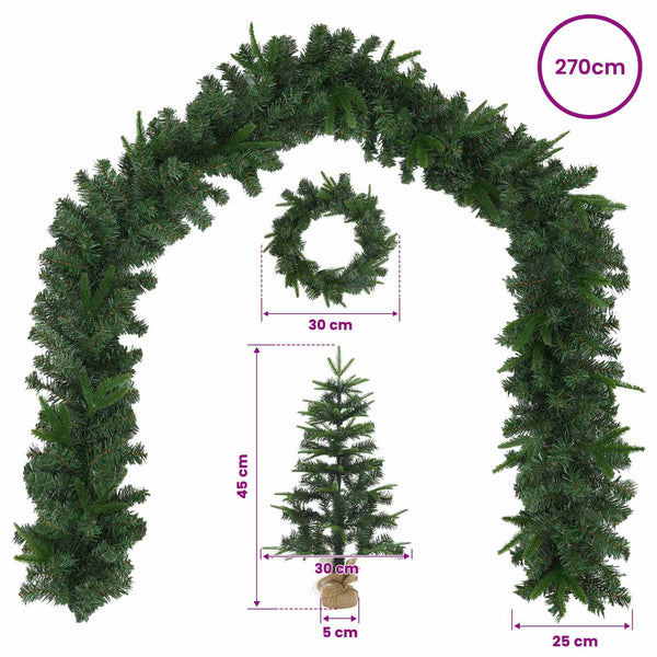 Mini-joulukuusisetti 45 cm PVC ja PE Vihreä