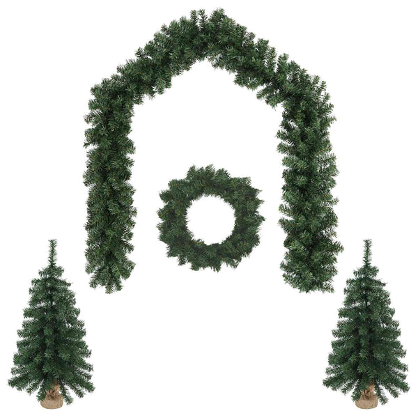 Mini-joulukuusisetti 60 cm Polyvinyylikloridi Vihreä
