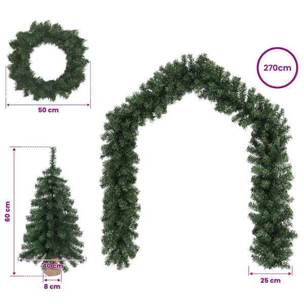 Mini-joulukuusisetti 60 cm Polyvinyylikloridi Vihreä