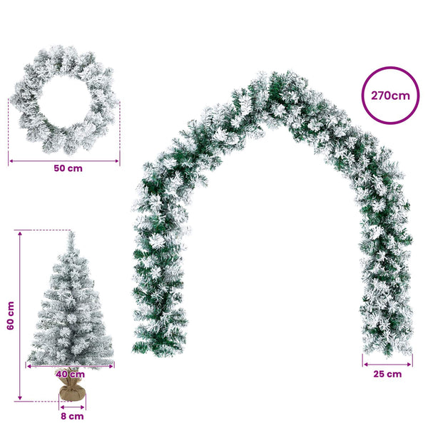 Mini-joulukuusisetti 60 cm Polyvinyylikloridi valkoinen