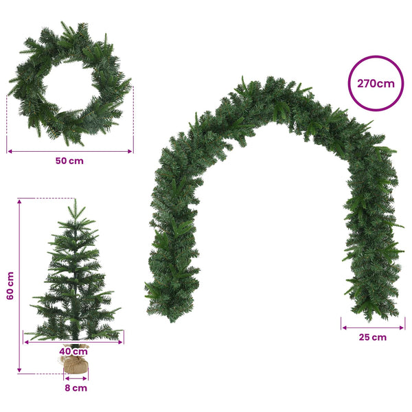 Mini-joulukuusisetti 60 cm PVC ja PE Vihreä