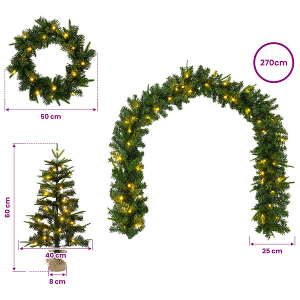 Mini-joulukuusisetti 60 cm 125 LEDiä Lämpimän Valkoinen