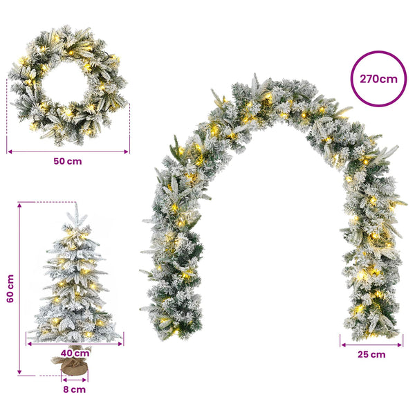 Mini-joulukuusisetti 60 cm 125 LEDiä Lämpimän Valkoinen