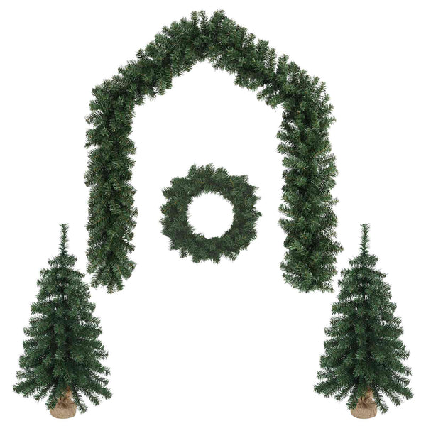 Mini-joulukuusisetti 90 cm Polyvinyylikloridi Vihreä