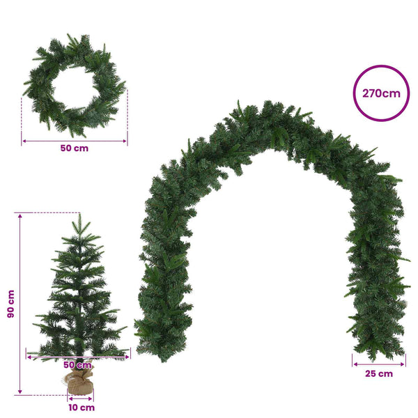 Mini-joulukuusisetti 90 cm PVC ja PE Vihreä