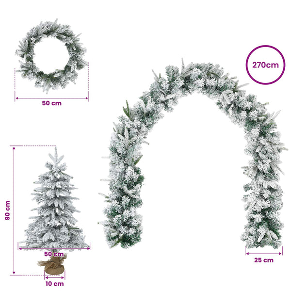 Mini joulukuusi 90 cm PVC ja PE Vihreä ja valkoinen