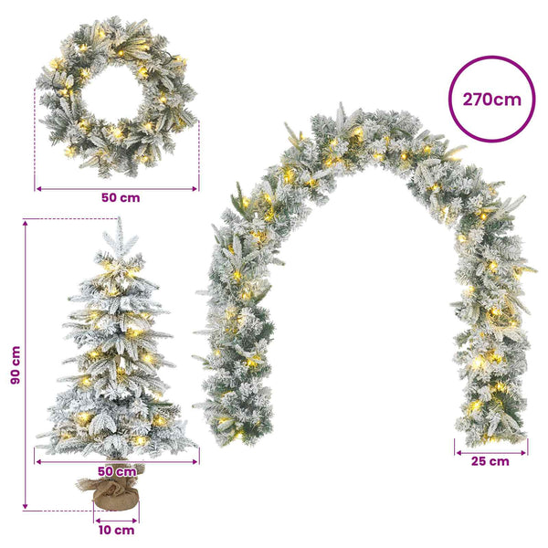 Mini-joulukuusisetti 90 cm 175 LEDiä Lämpimän Valkoinen