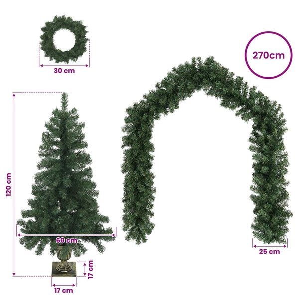 Mini-joulukuusisetti 120 cm Polyvinyylikloridi Vihreä