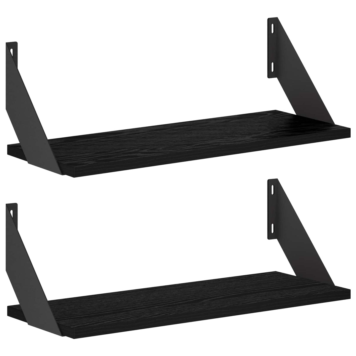 Seinähyllyt 2 kpl Musta 50 x 20 x 17 cm