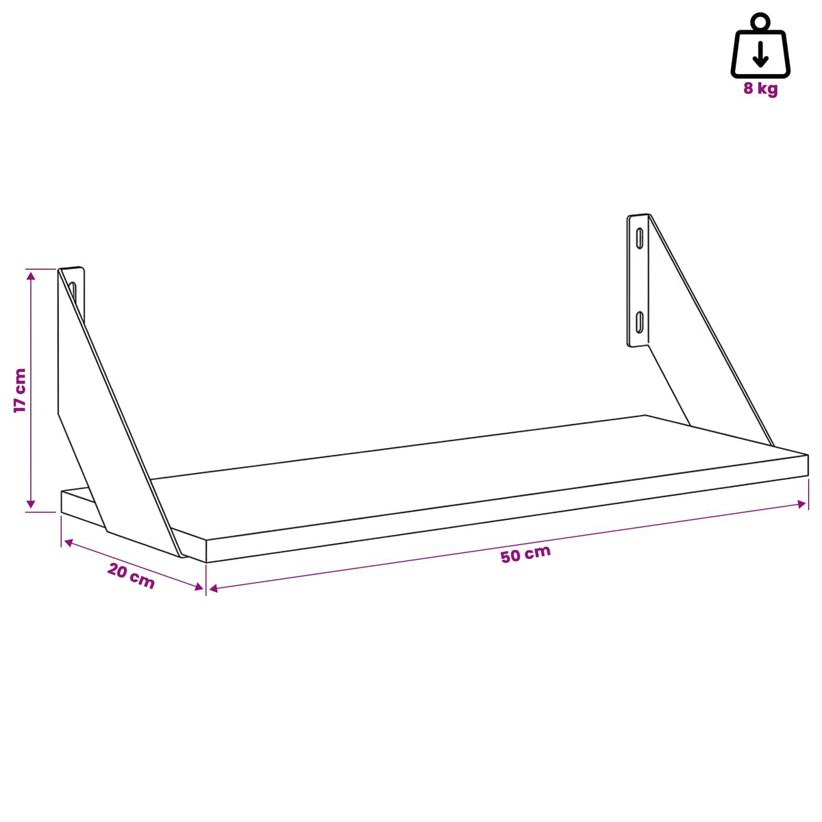 Seinähyllyt 4 kpl Betoninharmaa 50 x 20 x 17 cm